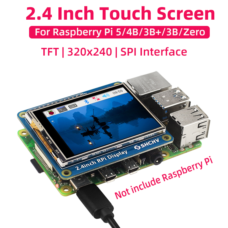 Pi 5 Case - SHCHV หน้าจอสัมผัสขนาด 2.4 นิ้วสําหรับ Raspberry Pi
