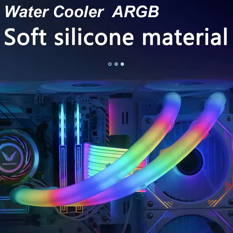Pi Cooler - ชุดระบายความร้อนด้วยน้ำสำหรับซีพียูแบบ ARGB พร้อมท่ออ่อน ควบคุมด้วยเมนบอร์ด ท่อหม้อน้ำ 5V