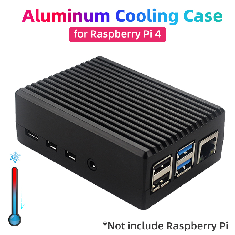 Pi 4 Case - Raspberry Pi 4 กรณีอลูมิเนียมสีดําสีเทาเปลือกโลหะ Passive Cooling
