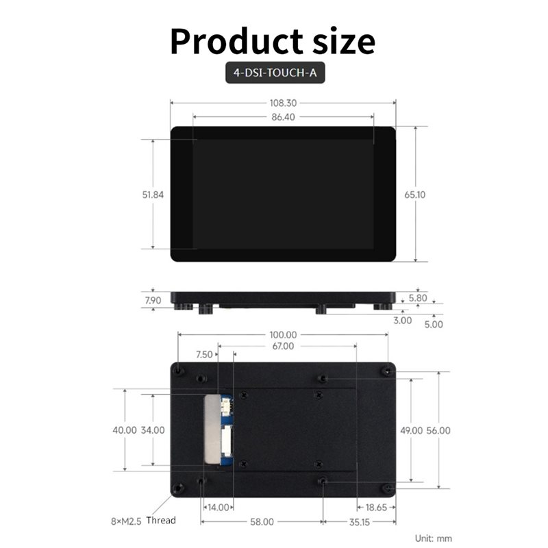 จอแสดงผล A33T-DSI ขนาด 4 นิ้ว  - Raspberry Pi 4 บทวิจารณ์และราคา