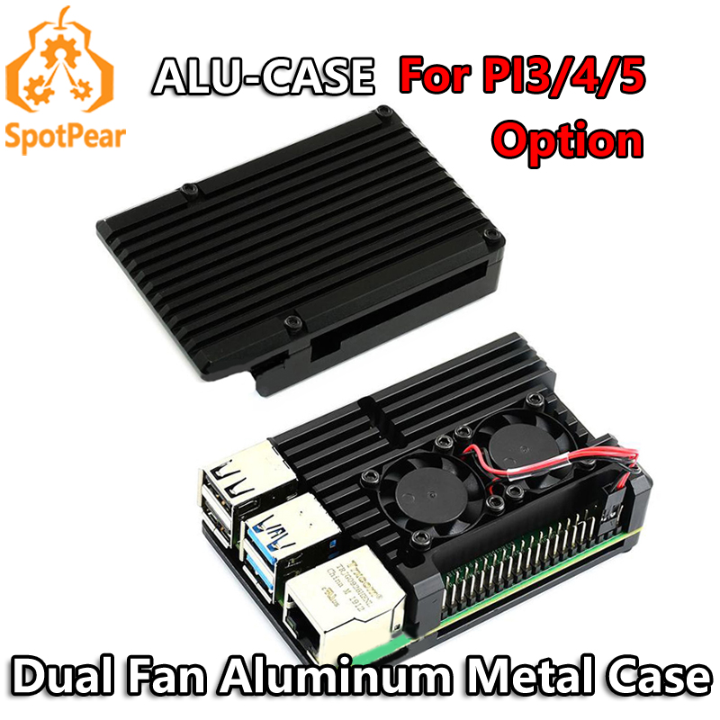 เคสโลหะอะลูมิเนียมพร้อมพัดลมคู - Pi 4 Case บทวิจารณ์และราคา